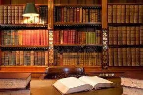 Bibliotheek met open boek